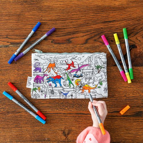 Colour-in Pencil Case - Dinosaur