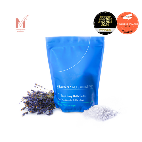 SLEEP EASY CBD BATH SALTS. LAVENDER & CLARY SAGE. 1KG.