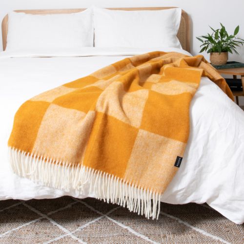 Orange Check Wool Blanket