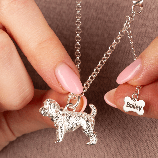 Personalised Extra Large Cockapoo Silver Necklace