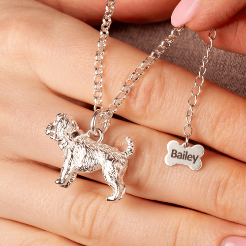 Personalised Extra Large Cockapoo Silver Necklace