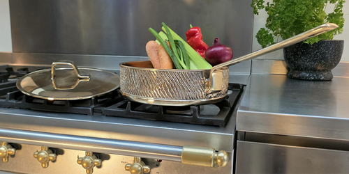 Handcrafted Bronze Sauté Pan | Tin-Lined Luxury Cookware