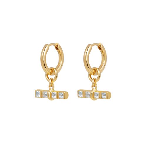 Sky Blue Topaz T-Bar Pendant Hoops