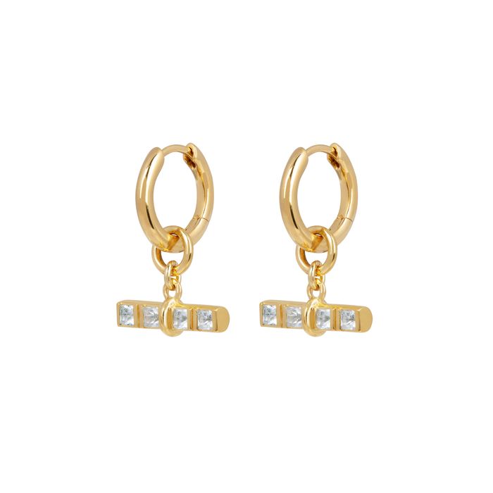 Sky Blue Topaz T-Bar Pendant Hoops