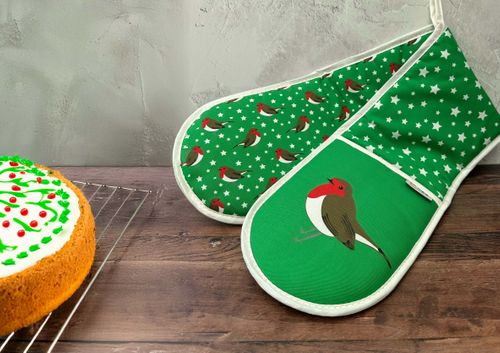Festive Robins Oven Gloves