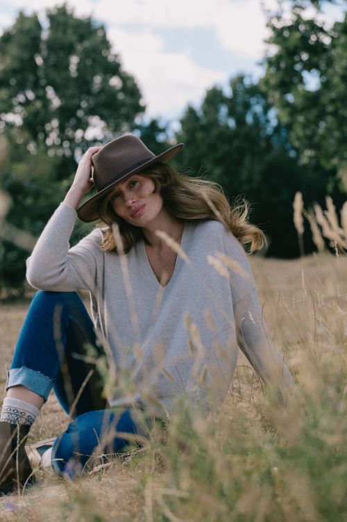 Long Sleeve Cashmere Kimono - Chinchilla