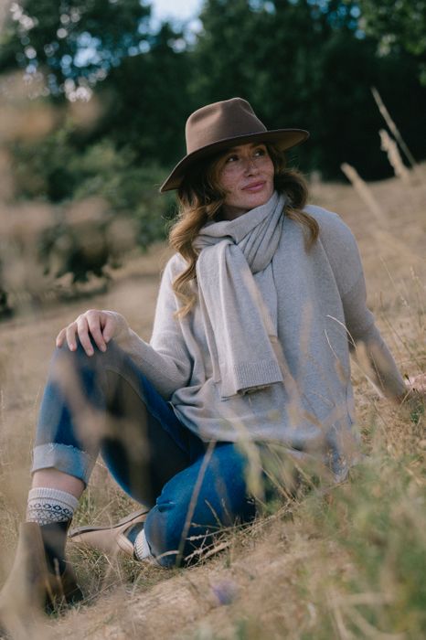 Long Sleeve Cashmere Kimono - Chinchilla
