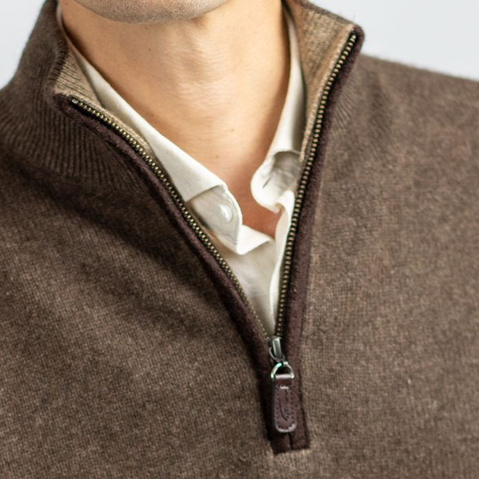 Zip Neck Jumper in Yak Yarn