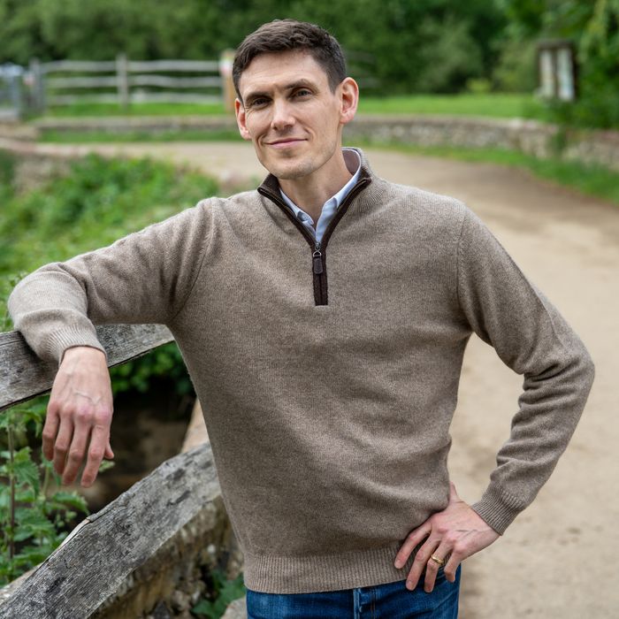 Zip Neck Jumper in Yak Yarn