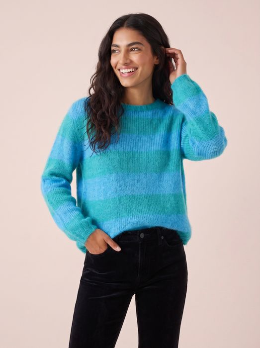 Sasha Chunky Mohair & Merino Striped Knit Jumper