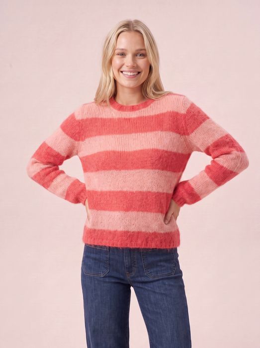 Sasha Chunky Mohair & Merino Striped Knit Jumper