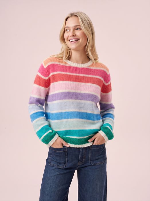 Emma Colourful Striped Mohair & Merino Knit Jumper