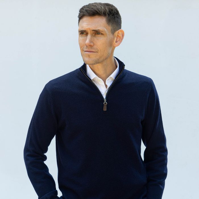 Fine Knit Zip Neck Jumper