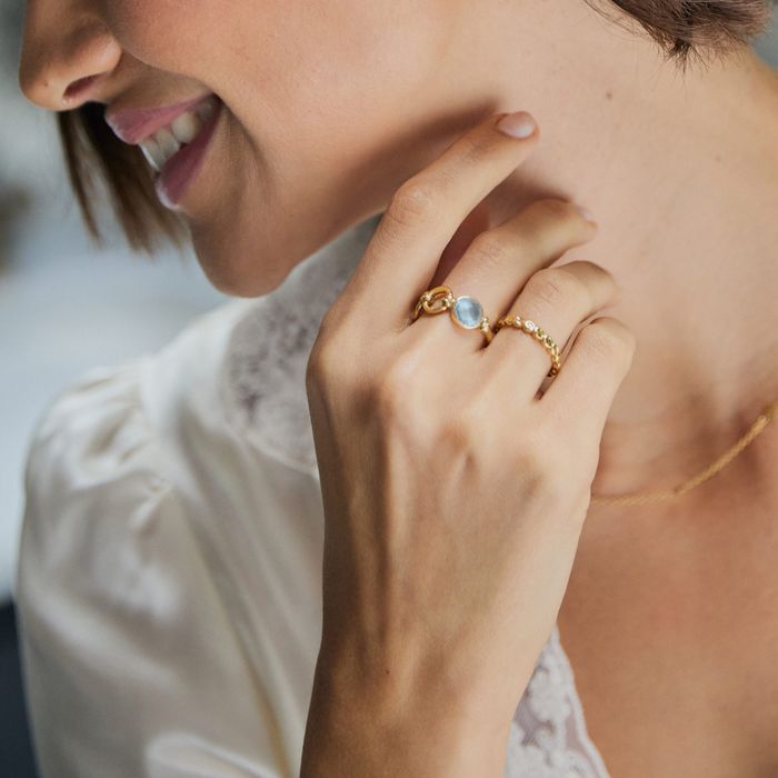 Davina Combe Jewellery | Two - Stone Knot Ring with Blue Topaz