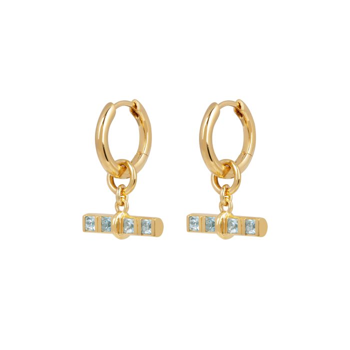 Davina Combe Jewellery | Blue Topaz T-Bar Pendant Hoop Earrings