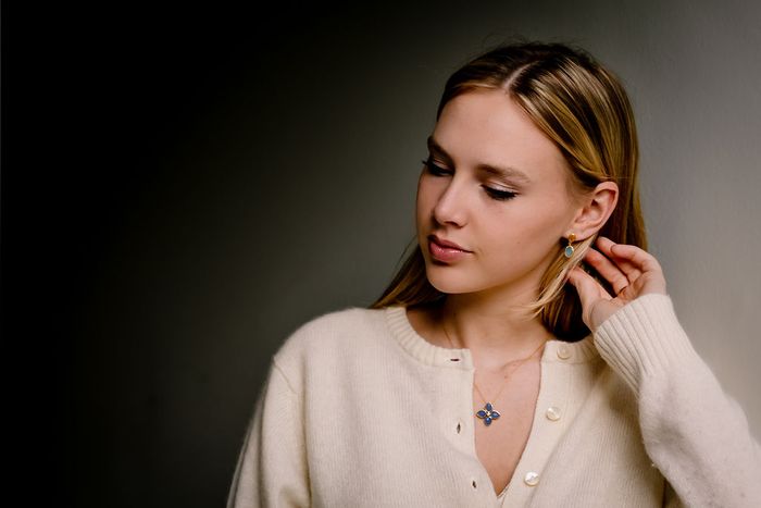 Ana Earrings -  Blue Chalcedony 