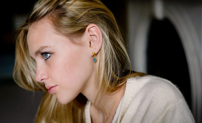 Ana Earrings -  Blue Chalcedony 