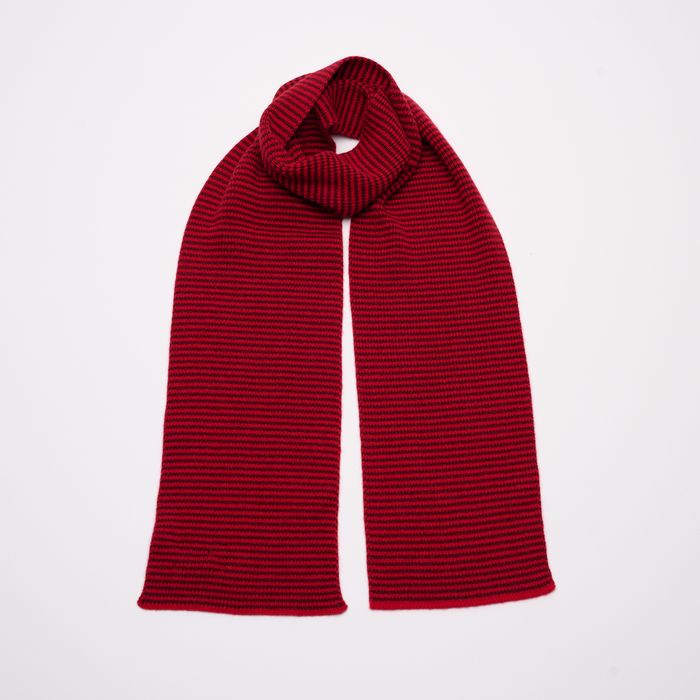 Red & Dark Red Stripey Cashmere Scarf