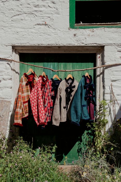 Flora Reversible Jacket - Rust Velvet with Tartan Reverse