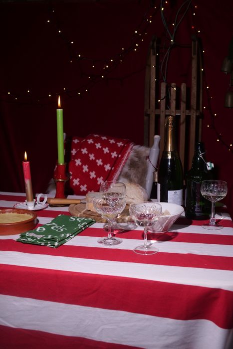 Red and White Stripe Tablecloth