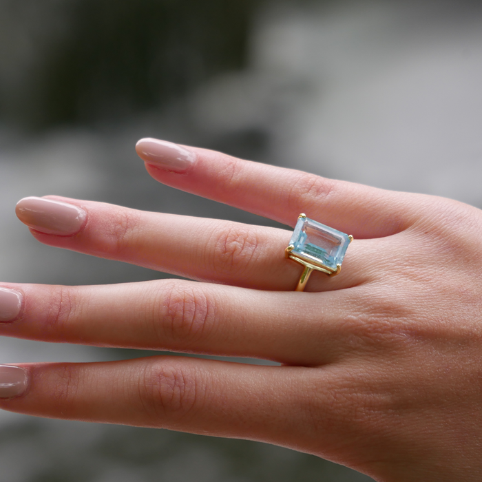 South of France Sky Blue Topaz Cocktail Ring in Gold