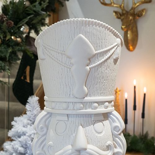 5ft Light Up Otto Wood-Look Nutcracker Figure in Plain White