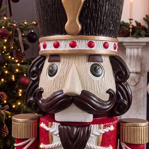 5ft Light Up Otto Wood-Look Nutcracker Figure in Traditional Festive