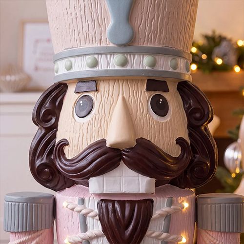 5ft Light Up Otto Wood-Look Nutcracker Figure in Gum Drop Swizzle