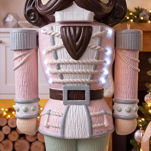 5ft Light Up Otto Wood-Look Nutcracker Figure in Gum Drop Swizzle