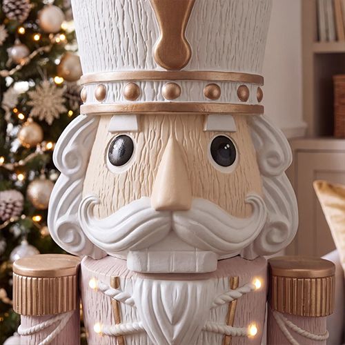 5ft Light Up Otto Wood-Look Nutcracker Figure in Natural Luxe