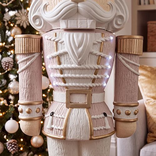 5ft Light Up Otto Wood-Look Nutcracker Figure in Natural Luxe