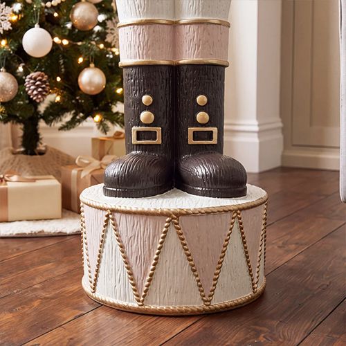 5ft Light Up Otto Wood-Look Nutcracker Figure in Natural Luxe