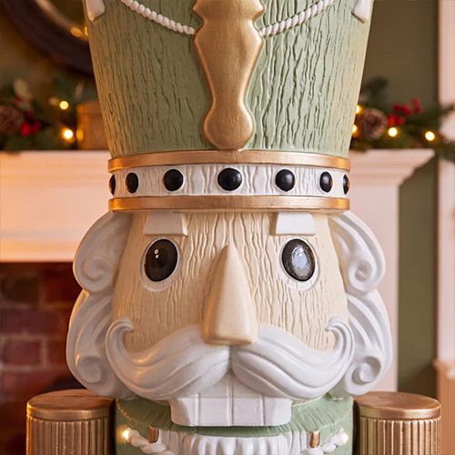 5ft Light Up Otto Wood-Look Nutcracker Figure in Whimsical Verde