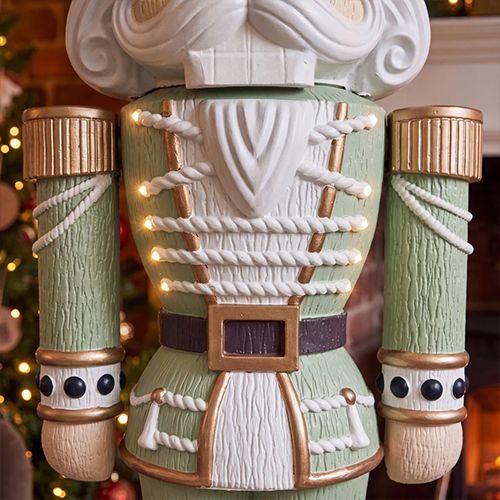 5ft Light Up Otto Wood-Look Nutcracker Figure in Whimsical Verde