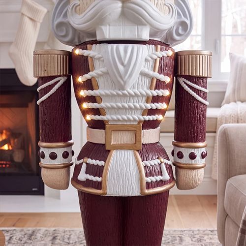 5ft Light Up Otto Wood-Look Nutcracker Figure in Velvet & Vanilla