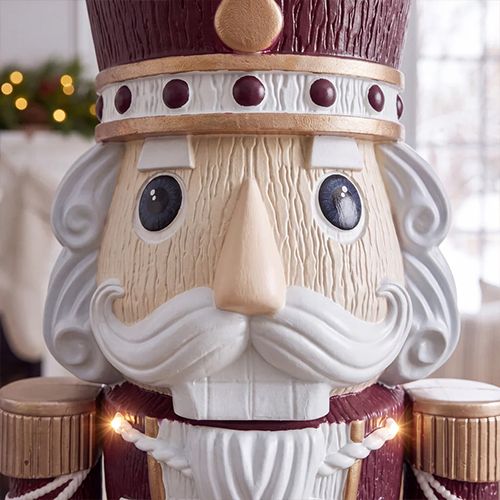 5ft Light Up Otto Wood-Look Nutcracker Figure in Velvet & Vanilla