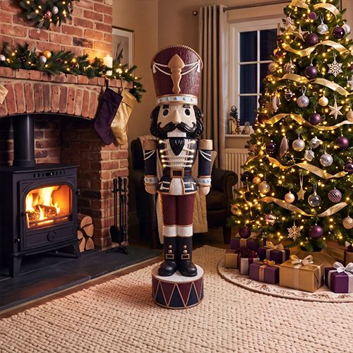 5ft Light Up Otto Wood-Look Nutcracker Figure Elegant Heritage
