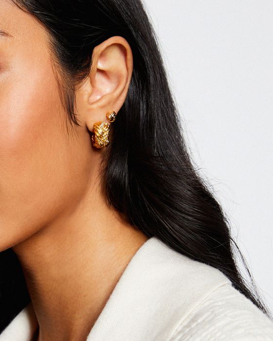 Bronia Plaited Weave Open Hoop Earrings