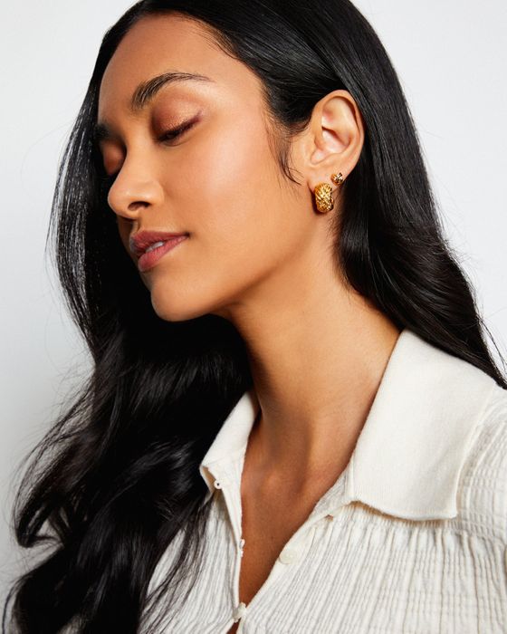 Bronia Plaited Weave Open Hoop Earrings