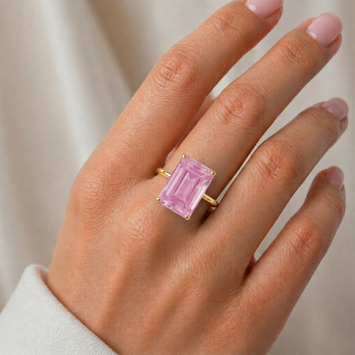 South of France Pink Topaz Cocktail Ring in Gold