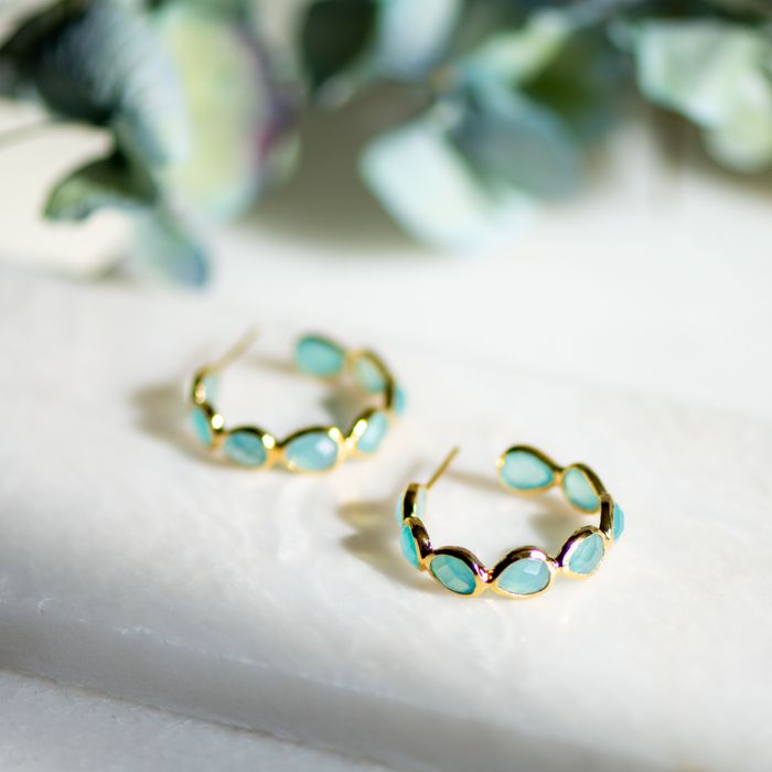 Anna hoops in Aqua Chalcedony
