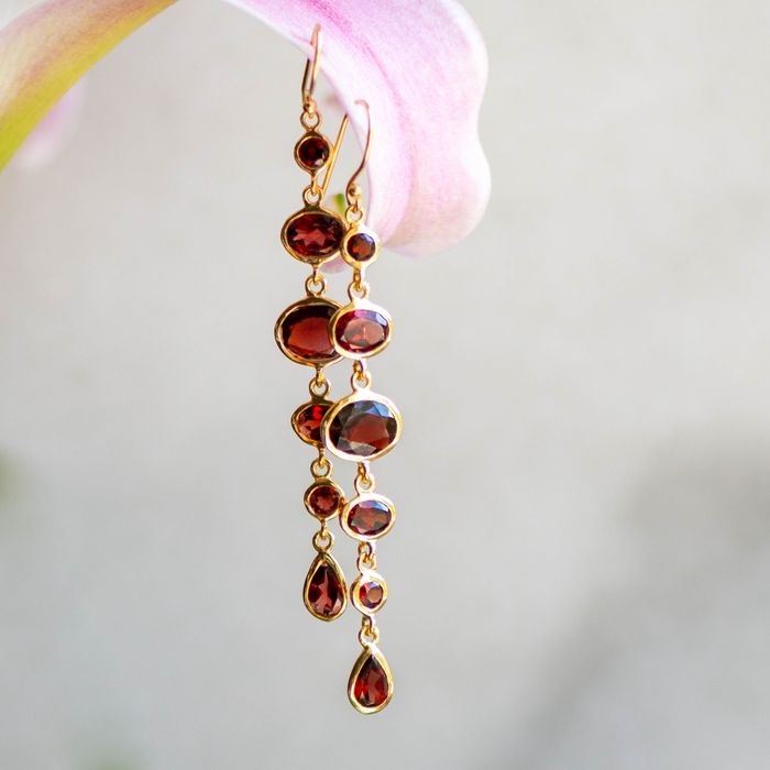 Cascade Earrings in Garnet