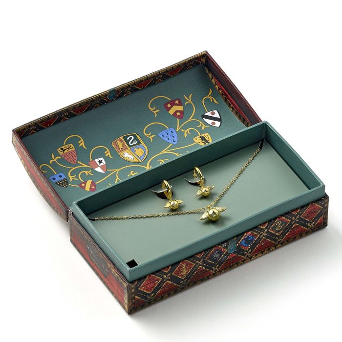 Harry Potter Quidditch Gift Set with Golden Snitch Necklace and Earrings