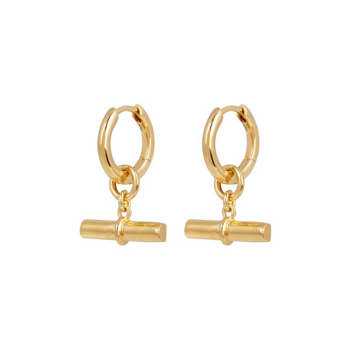 Sky Blue Topaz T-Bar Pendant Hoops