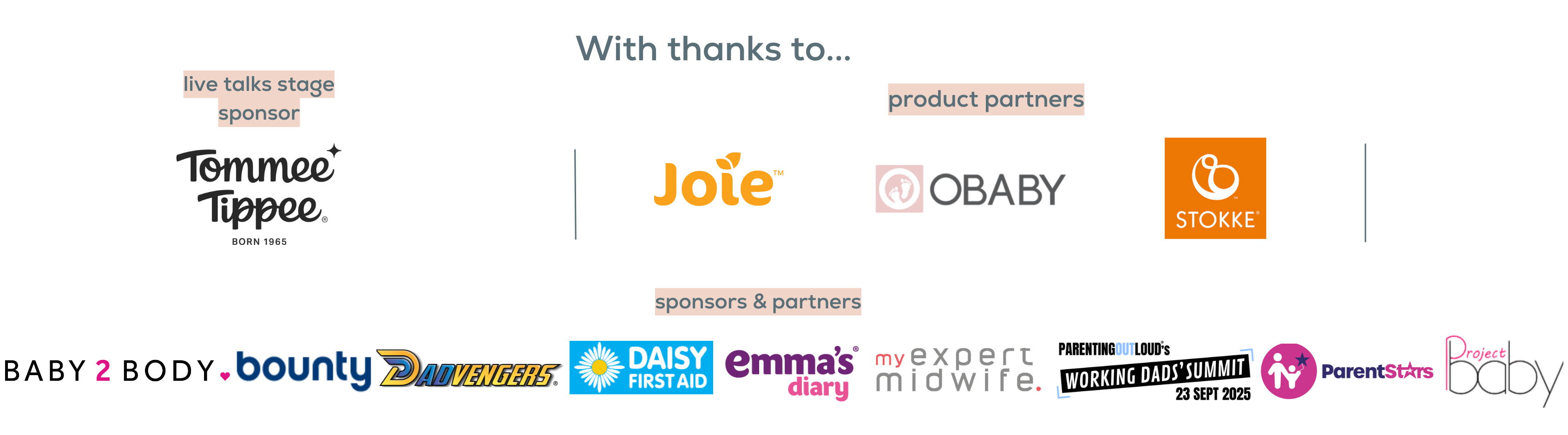 The Baby Show Olympia 2025 Sponsors & Partners Banner
