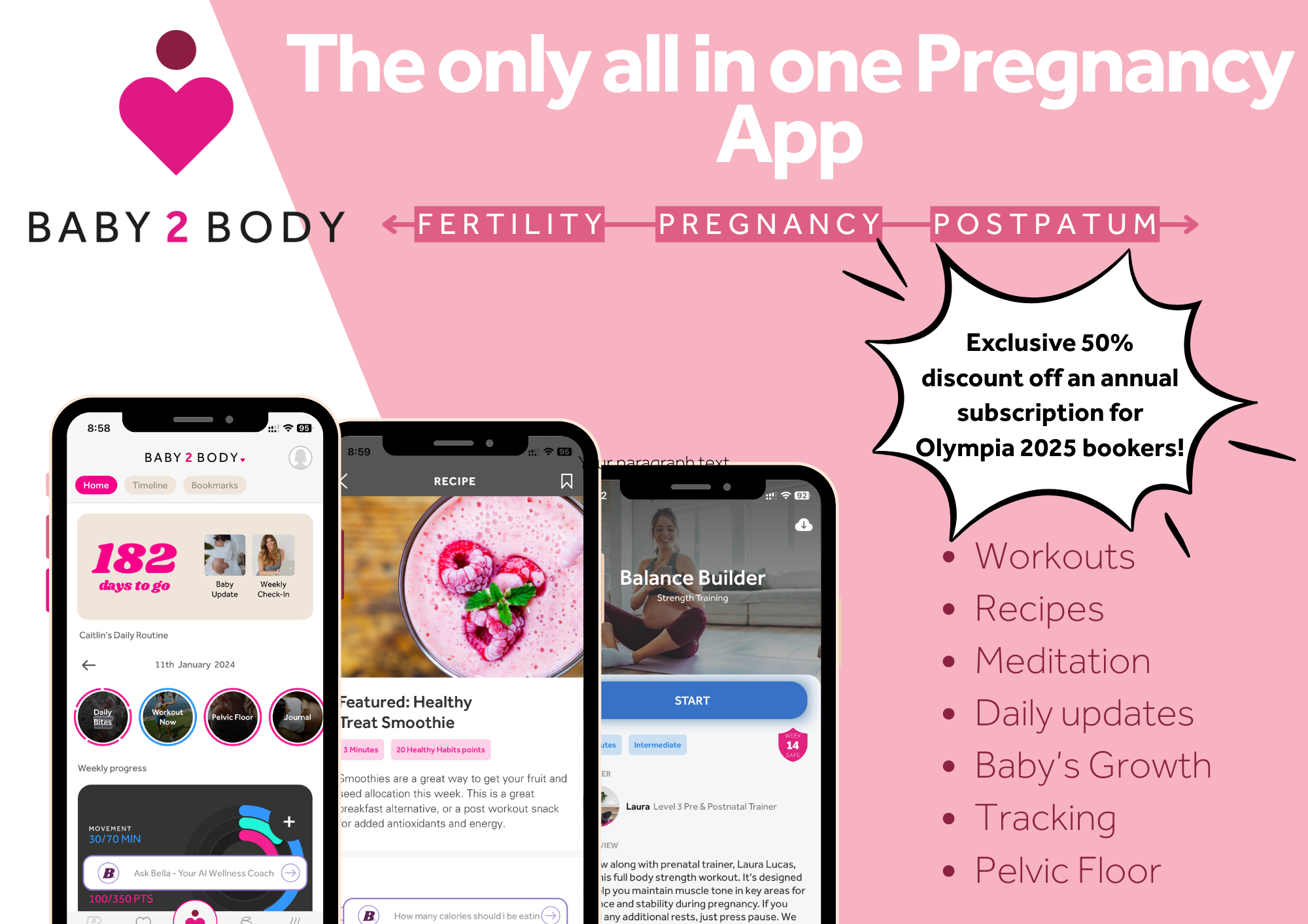 Baby2Body App Annual Discount for Baby Show Olympia 2025 Bookers