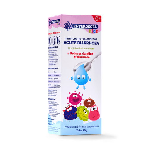 ENTEROSGEL KIDS is a Drug-free Diarrhoea treatment for children clinically proven to reduce the duration of diarrhoea.