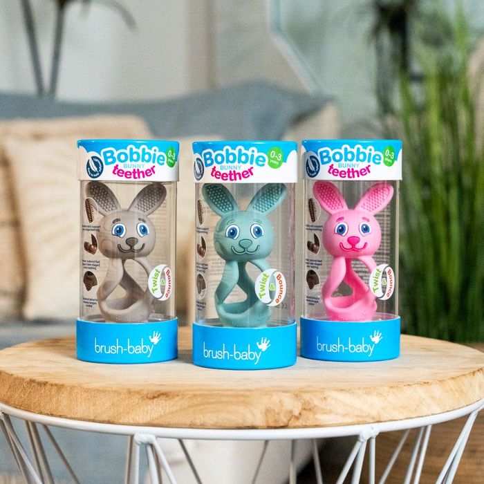 Hop along to Stand O78 to meet Bobbie Bunny – the new Teething Toy from Brush-baby