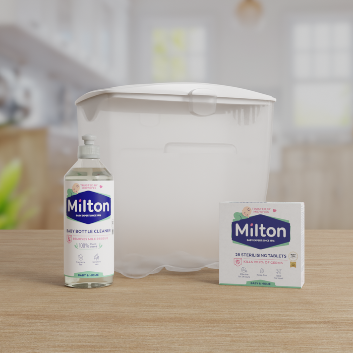 Milton Launch Sterilising Starter Kit with 3 Essential Products Making Cold Water Sterilisation Simpler Than Ever.