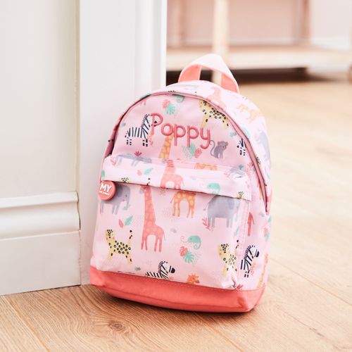 Personalised Pink Safari Print Mini Backpack